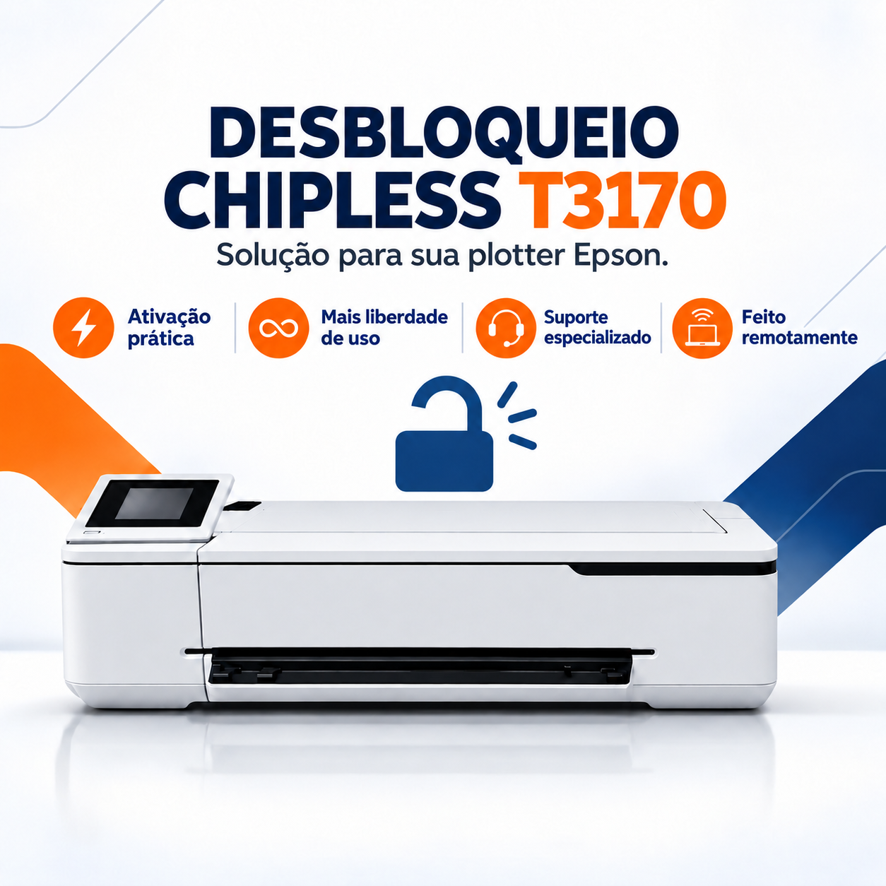 Desbloqueio Chipless Plotter T3170 A1 - sem bulk ink